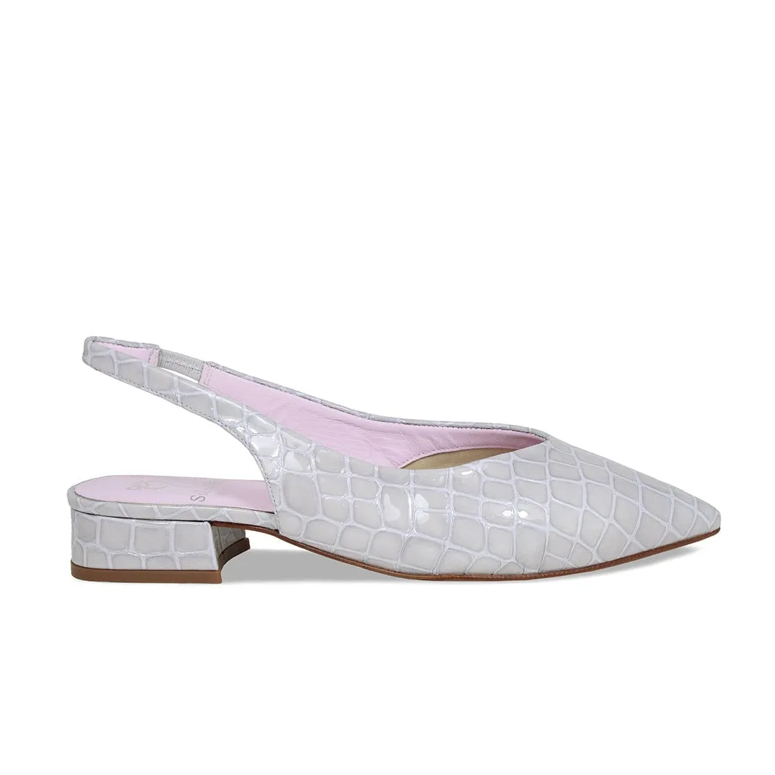 Sienna: Pale Gray Croc Patent Leather