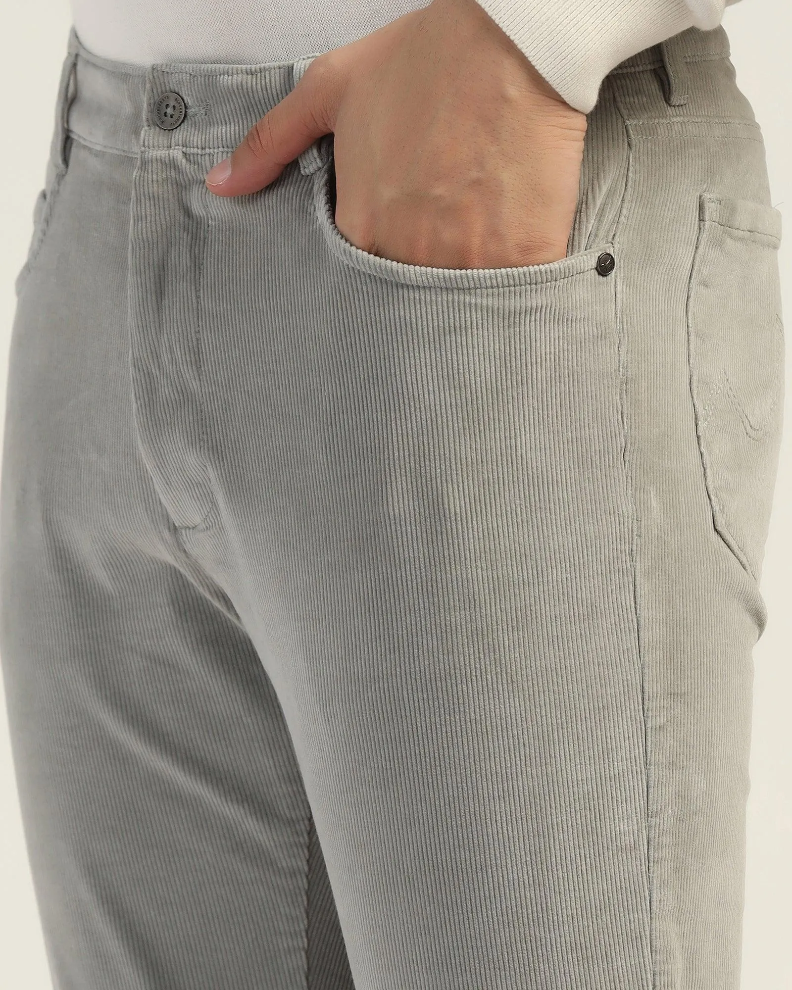 Slim Comfort Casual Grey Textured Khakis - Magnus