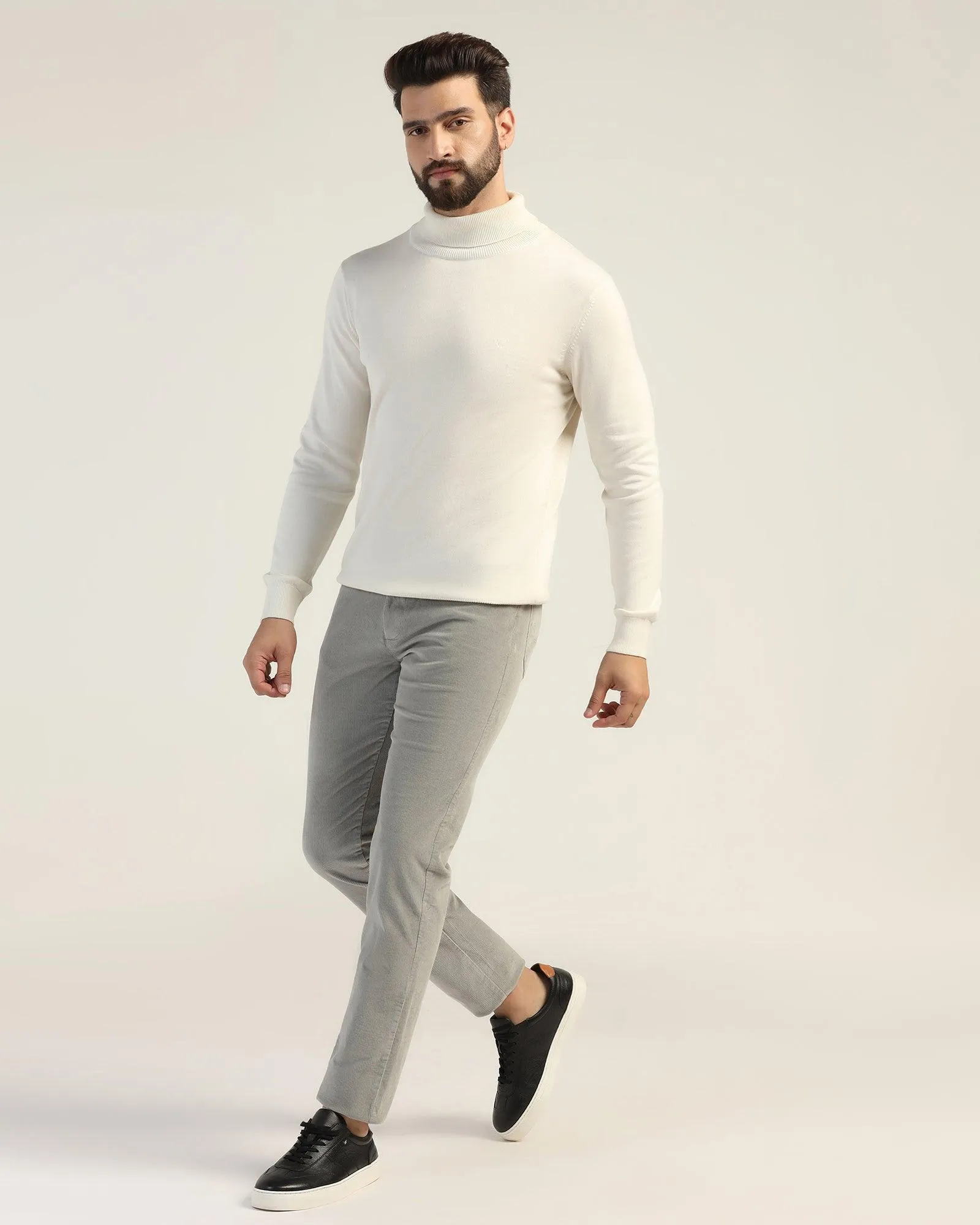 Slim Comfort Casual Grey Textured Khakis - Magnus