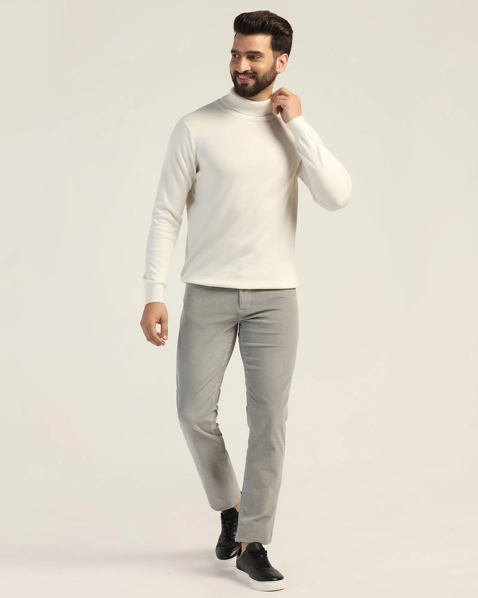 Slim Comfort Casual Grey Textured Khakis - Magnus