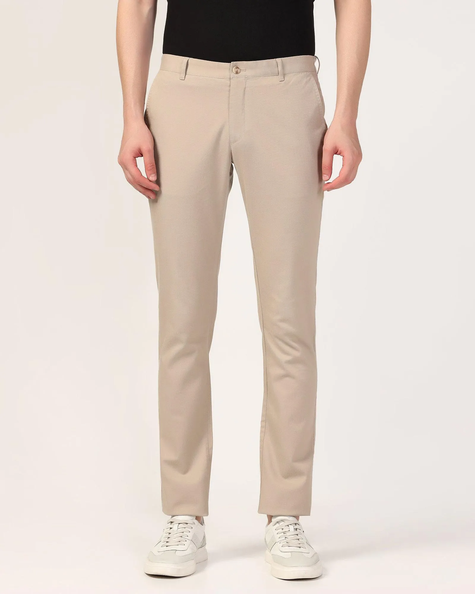 Slim Fit B-91 Casual Beige Solid Khakis - Adrian