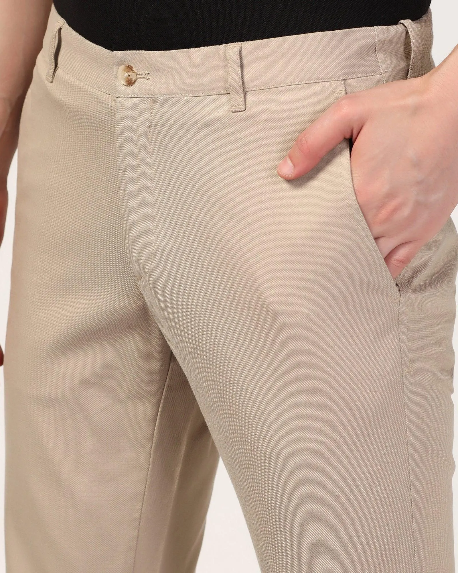 Slim Fit B-91 Casual Beige Solid Khakis - Adrian