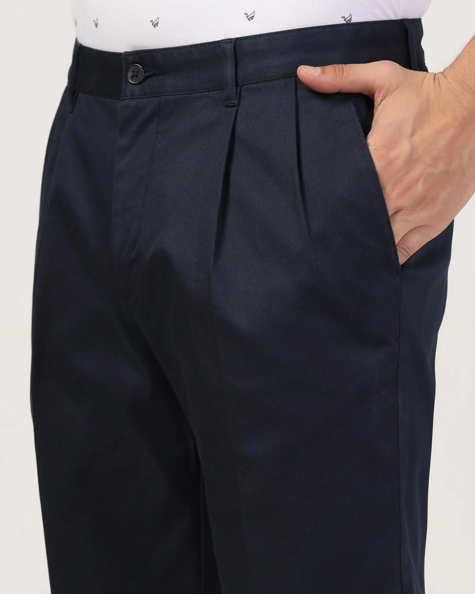 Straight B-90 Casual Navy Solid Khakis - Criston