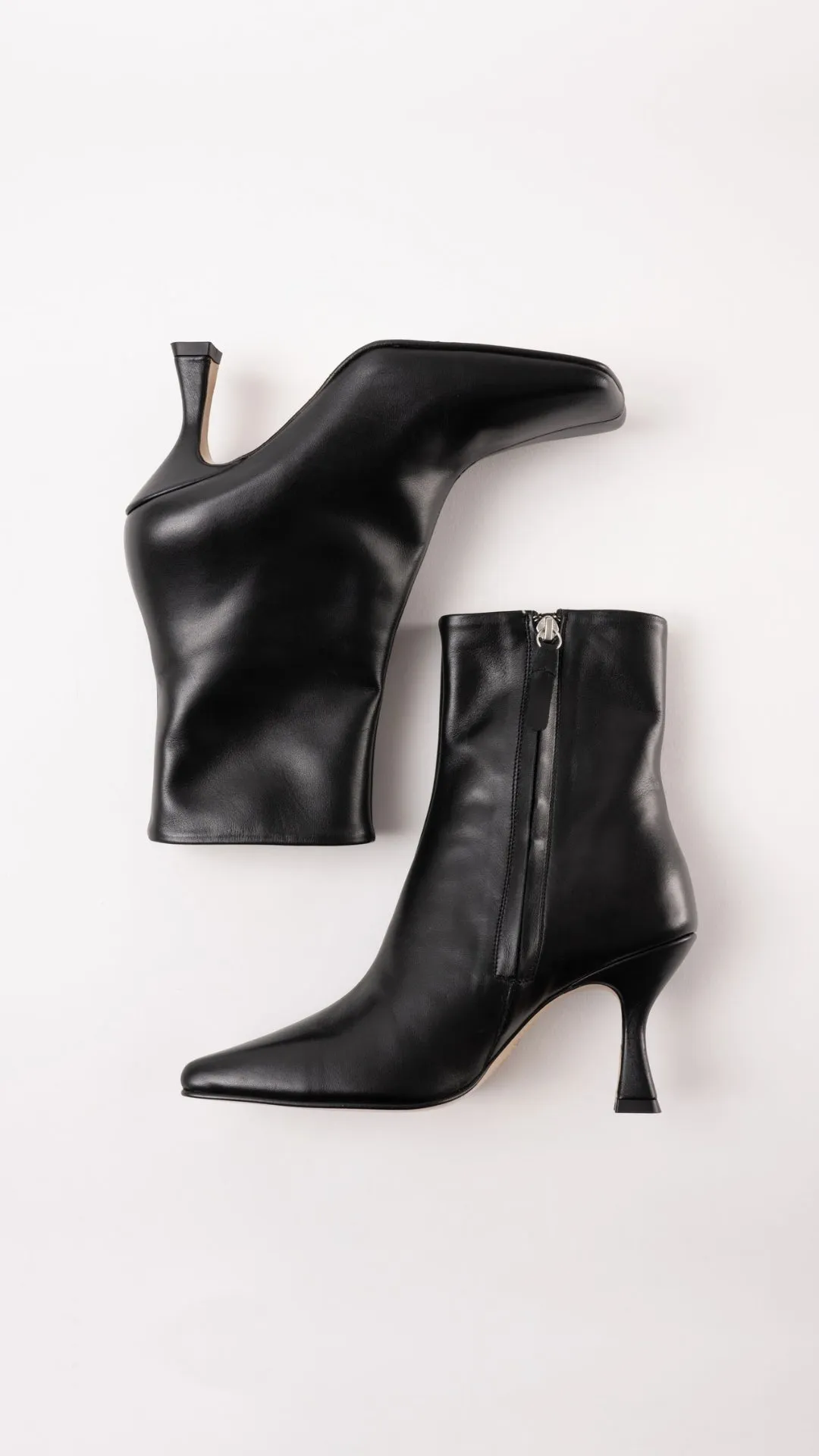 TATIANA - Black Leather Ankle Boots