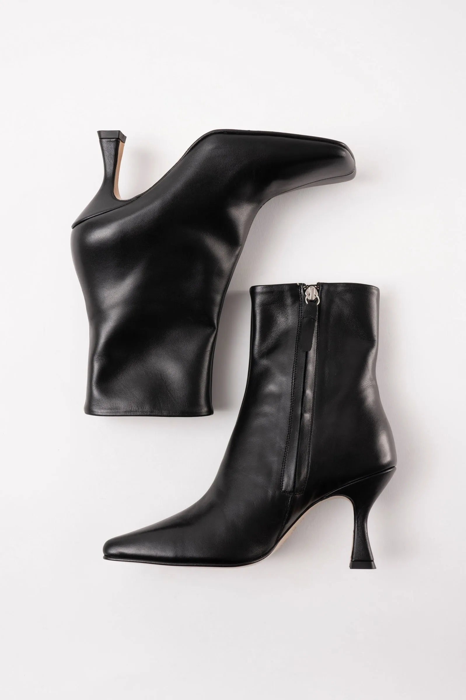 TATIANA - Black Leather Ankle Boots