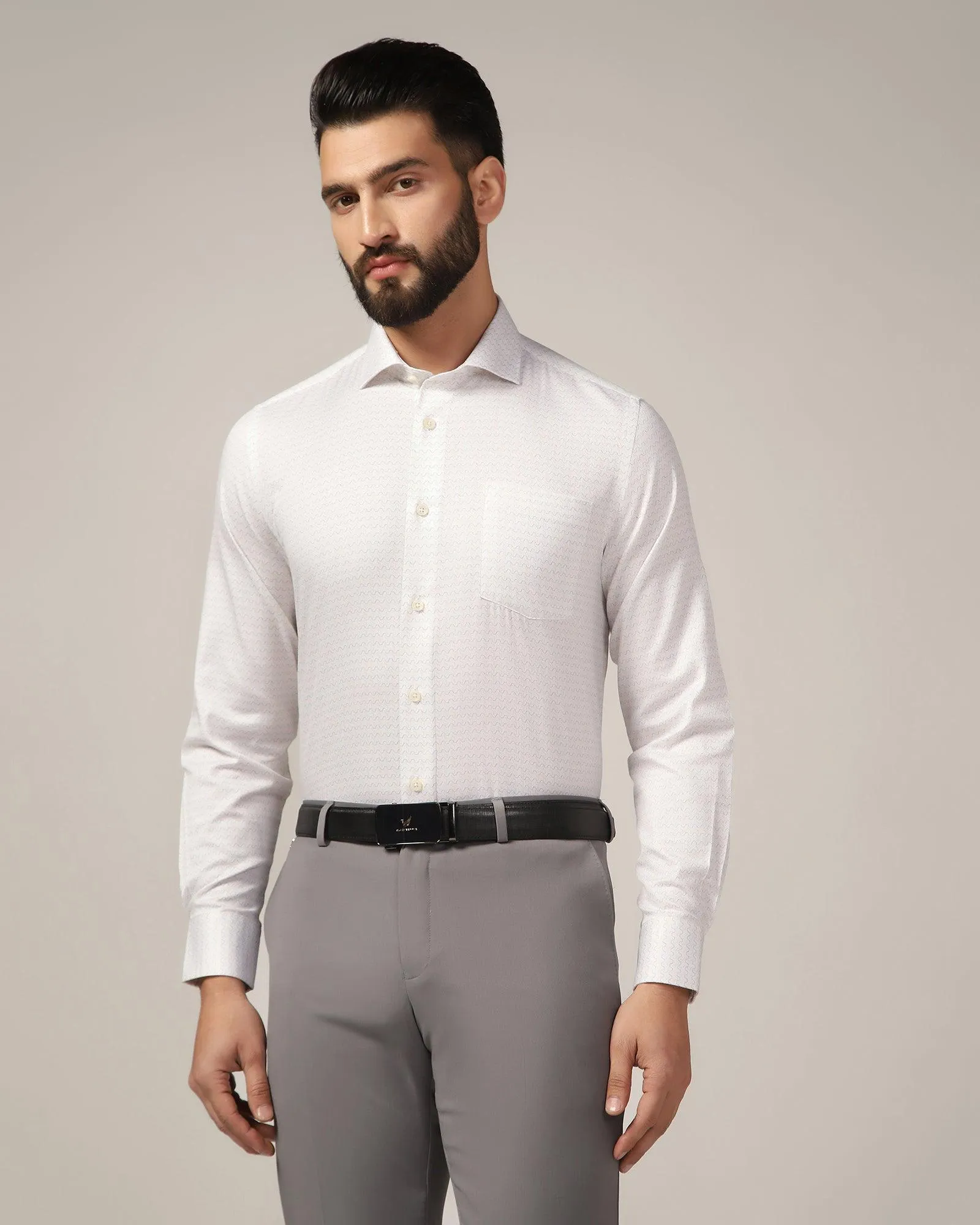 Temp Tech Formal White Printed Shirt - Rafael