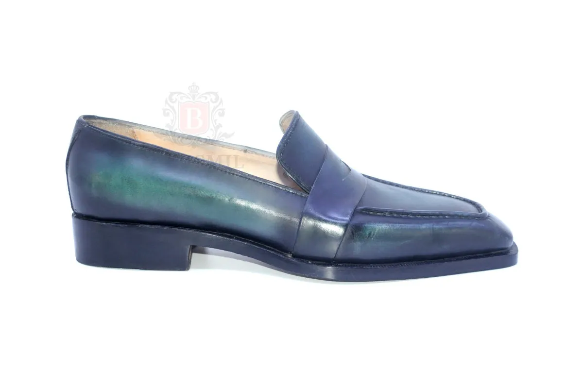 Venice - Green Patina Penny Loafers