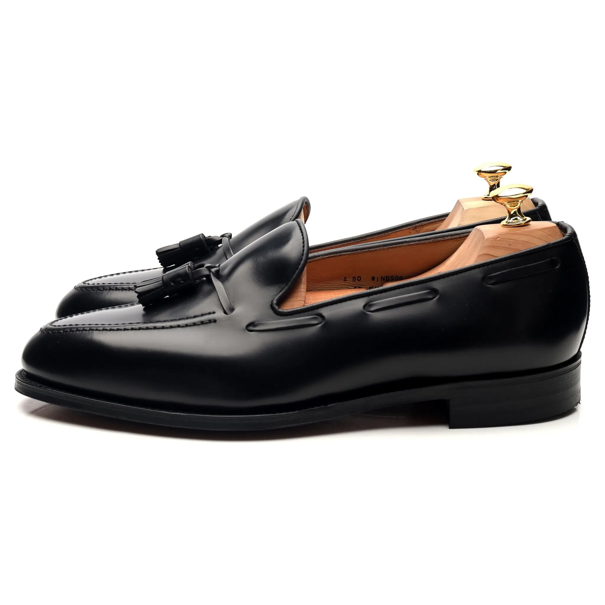 'Windsor' Black Leather Tassel Loafers UK 11 EX